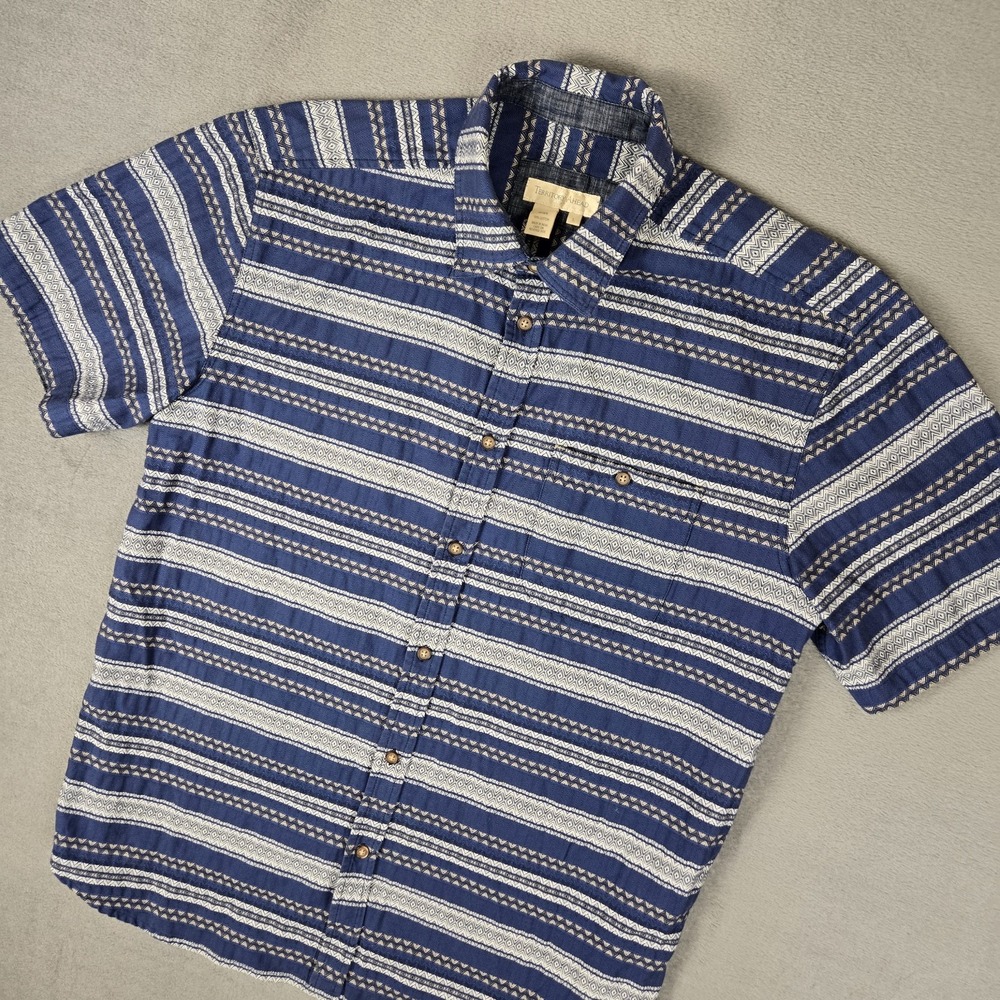 The Territory Ahead Button Up Shirt Mens Large Blue Striped Aztec‎ Southwestern